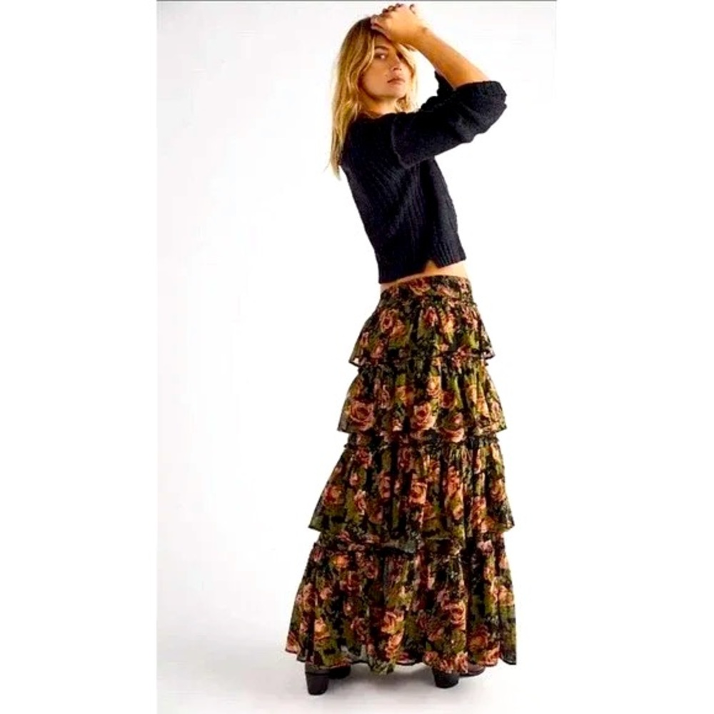 Free People Tiered Maxi Skirt XS